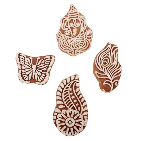 Set of 4 Piece New Mix Wooden Printing Block